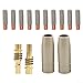 14PCS 15AK Coating Protection Nozzle Accessories, Protective Sleeve Welding Tool, Nonstick Welding Slag Airless Gas Protections Nozzle, Contact Tip Holder Diffuser Torch Gas Nozzle Tip