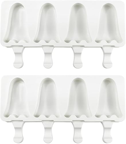 Molde de silicona para paletas – Máquina de helados suave y lisa (2 piezas, blanco)