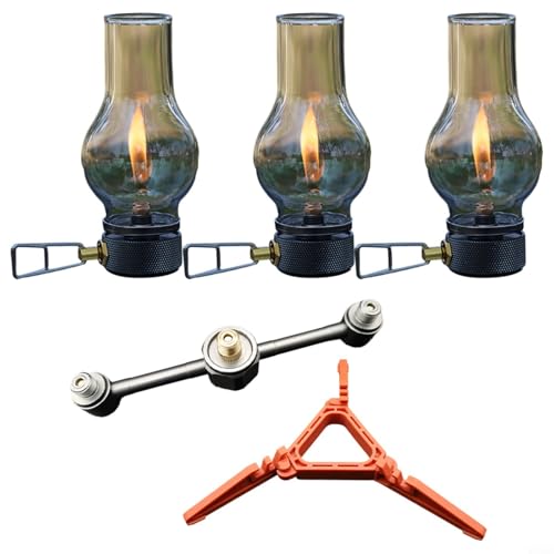 Lanterne à gaz outdoor pour éclairage de tente | Pack 3 lampes de voyage et bivouac