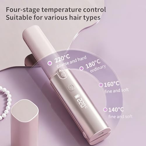 Plancha para pelo inalámbrica 2 en 1 de cerámica rosa miniatura 2