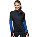 Duofold Women's Light Weight Thermatrix Performance Thermal Quarter Zip Pullover, Black/Bozzeto Blue, Small