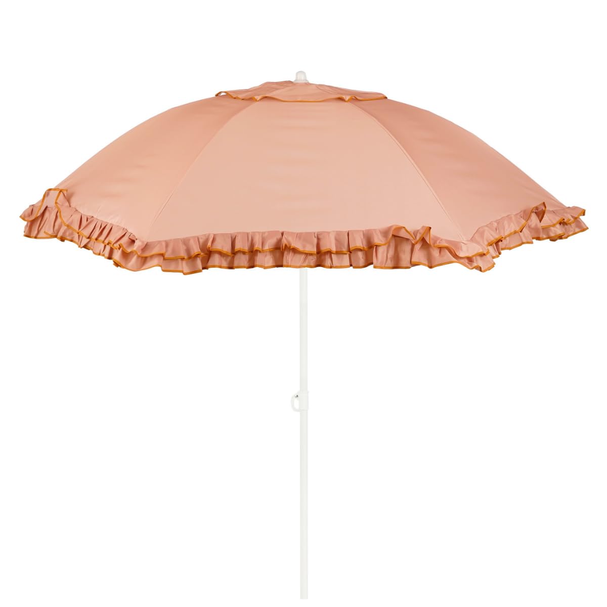 Mica Decoration Neigbarer Sonnenschirm mit Rüschen - Stockschirm 238 x Ø195 cm - Garten oder Balkon Sonnenschutz - Polyester, Stahl - Pfirsich