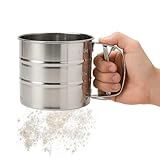 Tamizador de harina, Tamiz Harina, Tamiz Harinero, Colador de harina, Criba de harina, Tamiz de repostería, Diámetro 10.5 cm, Altura 9.5 cm, Capacidad 250 gr, acero inoxidable