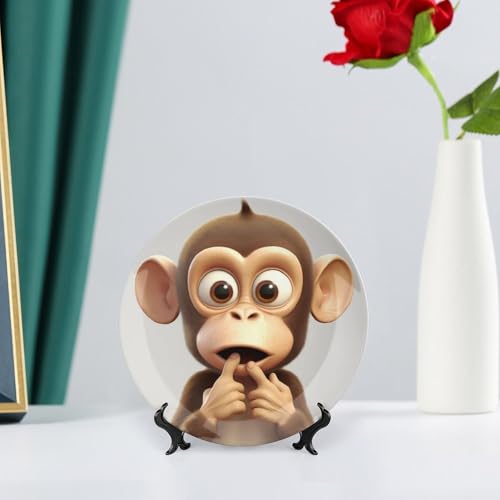 Plato decorativo The Silent Monkey de porcelana de 6 pulgadas miniatura 6