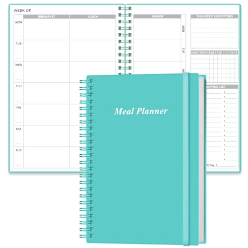 Planificateur de repas de qualité supérieure avec journal de préparation 186 pages rigides