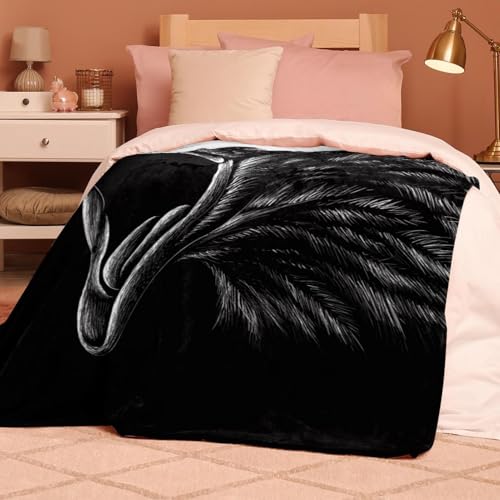 Plaid oiseau noir couverture chaude et douce pour lits et divans - 8