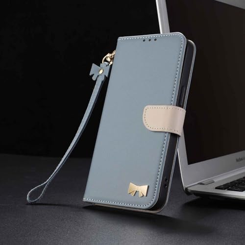 Coque cuir iPhone 15 Pro bleu clair idéale pour vos sorties et voyages citadins