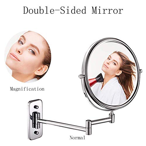 Miroir de maquillage mural pivotant de 15,2 cm avec structure extensible