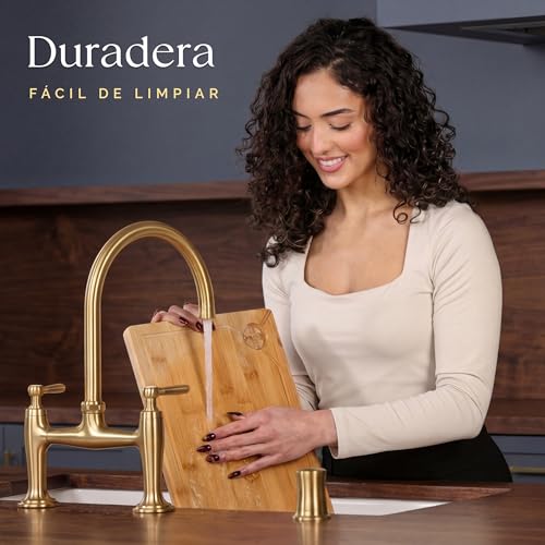 Miniatura 7 de Deer Oak Tabla De Cortar De Bambú 44x30x2 Cm Madera Preengrasada Para Cocina, Pan, Carne O Verduras, Tabla Sostenible Y Atractiva