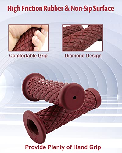Motorcycle Retro Comfortable Hand Handlebar 7/8" 22Mm 1" 24Mm Non Slip Rubber Handle Grips (Brown) #TOP2