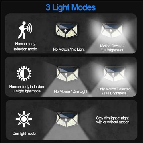 Luz LED solar exterior de 100 puntos para iluminar caminos oscuros 6
