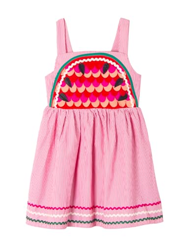 Toddler Girls Dresses Casual Back School Sleeveless Cross Straps Cutout Lined Elastic Waist Pattern Applique