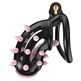 Men's Black Mystery Protective Cage Safety Cage (Arc Ring) with Removable Silicone Spikes That Won't give Away The Innocence and Secrets That are Yours (US-A171) (Pink, B7B)