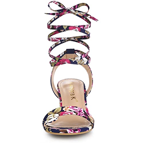 Allegra K Women's Block Heel Sandals Lace Up Heels2