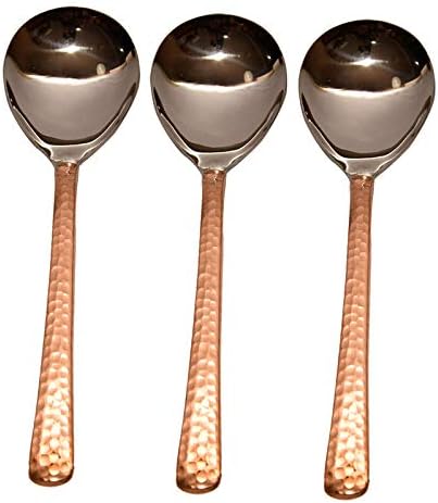 Copper Steel Spoon Serving Hammered Design Home Kitchen Wedding Serveware Gift