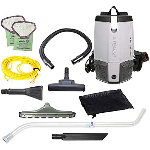 ProTeam Commercial Backpack Vacuum Cleaner, ProVac FS 6 Vacuum Backpack with HEPA Media Filtration and Residential Cleaning Service Kit, 6 Quart, Corded