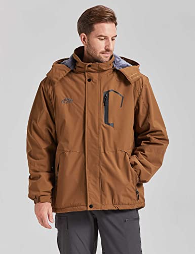 Image of ELLSWOS Men's Waterproof Ski Jacket Winter Snow Coat Warm Hooded Raincoat Windproof Windbreakers