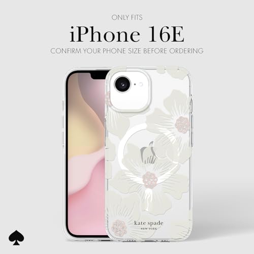 ケイト・スペード ニューヨーク iPhone 16E (2025) / 15/14/ 13 ケース - MagSafe対応 - デザイナーフォンケース - Hollyhock Cream Floral