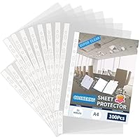 COSHEHKG 100 Fundas para Folletos A4, Hojas Transparentes de 50 my para Archivos,Cuadernos, Grapadoras y Documentos