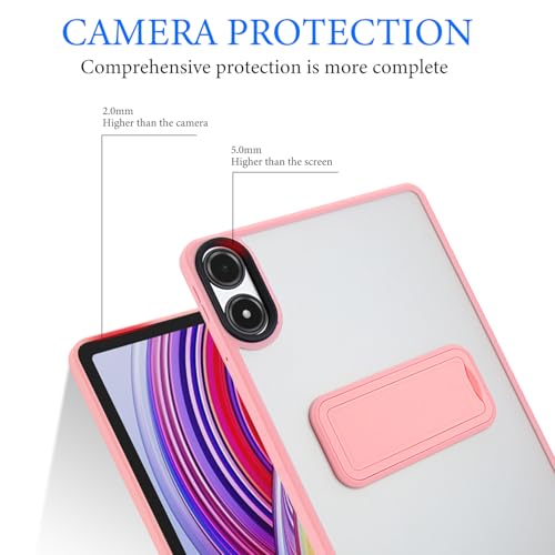 Coque Xiaomi Redmi Pad 2 Pro 12.1 2025 rigide transparente rose avec support