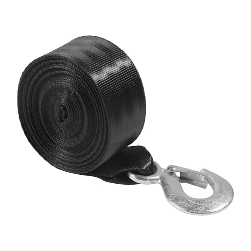 UNLRAE 2\" x 20\' Tow Strap,Boat Winch Strap with Hook,Car Accessories Boat Trailer Winch Straps,Black Heavy Duty 10000 lbs,Suitable for Most Towing Vehicles,Trucks,ATV,Tug Boats,Jet Ski