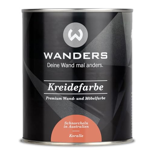 Wanders Shabby Chic Kreidefarbe 750 ml - Koralle/Helles Rotorange - Küchenmöbellack und Möbelfarbe ohne Schleifen. Chalk Paint, für Holz & mehr. Hohe Deckkraft, schnell trocknend