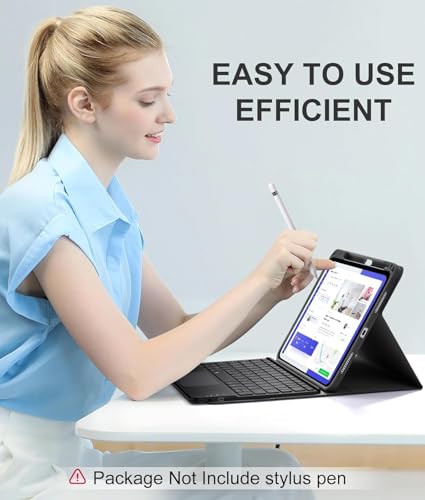 Image of RTSY Keyboard case for iPad A16 (11th) & 10th Generation with Multi Gesture Touchpad & 7-Color Backlit,Multi Viewing Angle,Pencil Slot,Magnetically Detachable Bluetooth Keyboard-Black