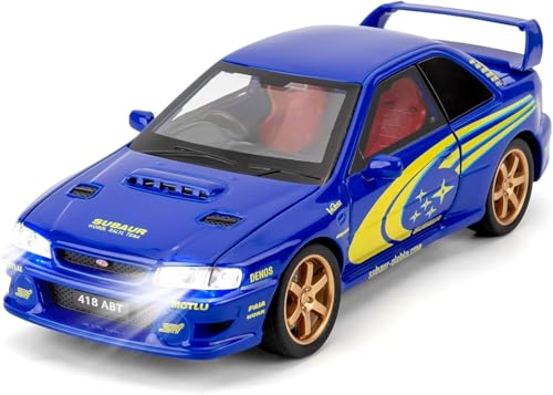 Image of FEXXA 1 /32 Compatible for Subaru Impreza WRX STI Model Car, Pull Back Diecast Collectible Car Toy with Sounds & Lights for Kids Boys Girls and Adults, Gift (Blue-Modified)