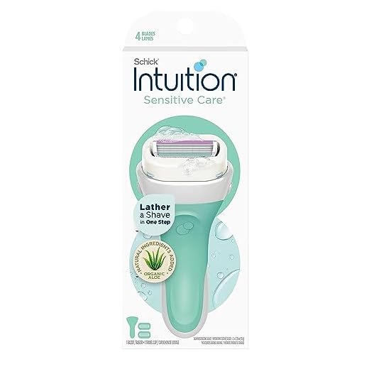 INTUITION Lâminas De Barbear Schick Intuition Para Mulheres Com Pele Sensível | 1 Lâmina E 2 Refil De Lâminas De Barbear Intuições Com Aloe Orgânico