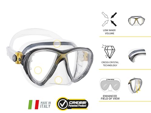 Máscara de buceo Cressi Big Eyes Evolution con lentes tipo lágrima inclinados para mejor visibilidad hacia abajo miniatura 3