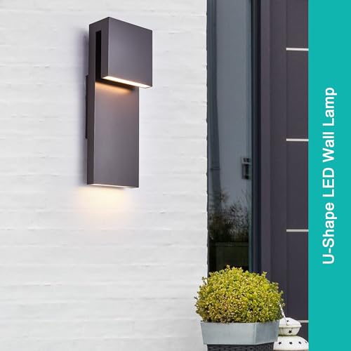 Image of Tarentlight Modern Outdoor Indoor Integrated LED Wall Sconce, 2-Light Total 17W,Bronze Finish,1600 Lumens,3000 Kelvin,90 CRI, Dimmable,Input 120-277V,Weatherproof for Global Front Porch Decor Use.