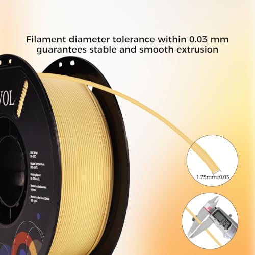 Image of Sovol 3D Printer Matte PLA Filament 1.75mm 1KG (2.2lbs), Almond Yellow