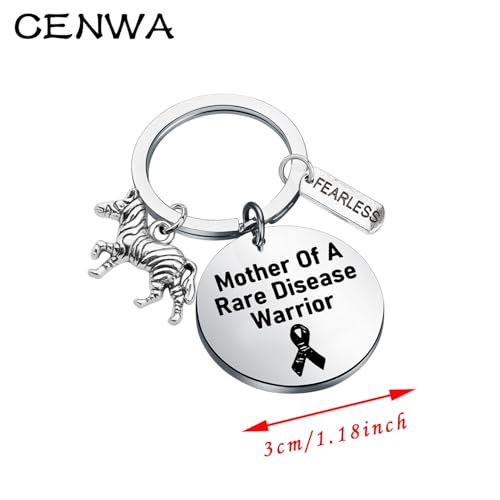 CENWA Mom Of Warrior Gift Mother Of A Rare Disease Warrior Keychain Mother Of Warrior Gift Zebra Ribbon Rare Disease Gift2