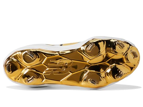 New Balance Men's Fresh Foam X 3000 V7 Baseball Shoe, White/Metallic Gold/Thunder, 63