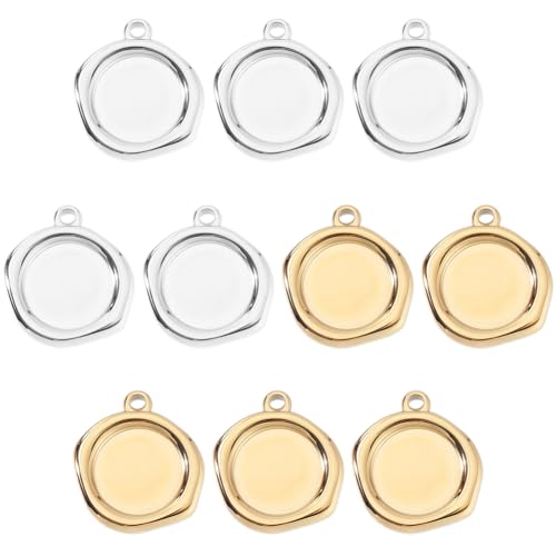 Beebeecraft 1 caja 10 piezas de Engaste de Cabujones Dijes Chapados En Oro de 18 quilates 304 de Acero Inoxidable 2 colores Bandejas de Bisel Ovaladas para Colgantes Bases para la Fabricación de