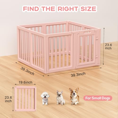 Image of Dog Playpen Indoor,Puppy Playpen,Pink 23.6 inch H,8 Panels | Dog Play Pen Indoors with Open View,Tool-Free Setup,Multi-Shape Setup,Dog Pen for Dogs,Cats & Puppies