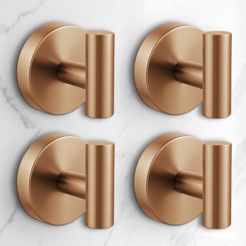 Image of Shower Hooks for Inside Shower,No-Drill Removable&Reusable Towel Hooks for Bathroom,Heavy Duty Suction Cup Hooks for Glass Window,4 Packs(Bronze)