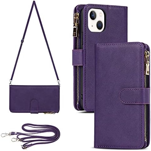 Zouzt Zipper Coin/Cash Wallet Case Compatible with iphone 11,[6 Card Slots] [Wrist Strap] [Stand Feature] Detachable 2 in 1 Magnetic Leather Slim Cover Case for iphone 11-Blue