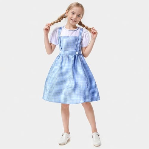 Disfraz azul a cuadros para niñas con accesorios miniatura 4