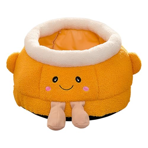 Lit grotte pour chat orange - Chaise longue d'hiver et panier doux pour chiot et petit chien