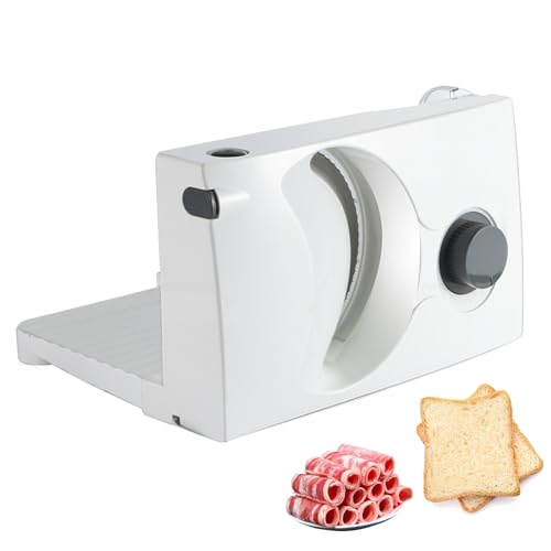 Rebanadoras De Alimentos Plegables, Rebanadoras De Pan Eléctricas De 150 W Con Hoja De Acero Inoxidable De 17 CM, Espesor Ajustable De 0-15 MM, Cortadora Para Carne, Pan Y Queso white