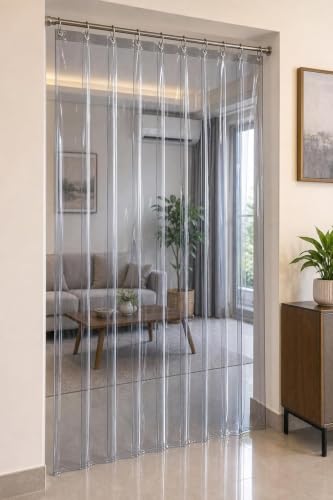 Image of CASA-NEST Eco Light Transparent PVC AC Curtain - 8 Ft (0.15mm) with 8 Hooks, Clear Plastic Heat & Dust Protection Curtain for Air Conditioner Room(Pack of 1)