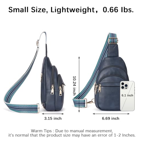 BOSTANTEN Small Sling Bag for Women Leather Crossbody Bags Fanny Pack Chest Bag for Travel, Blue by BOSTANTEN - Used condition - Image 3