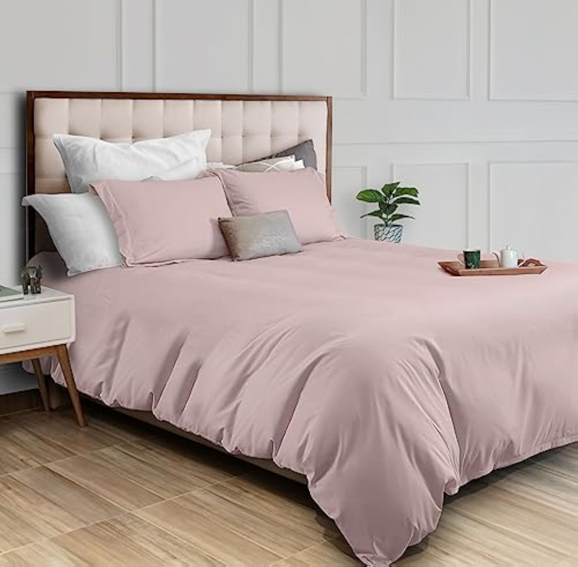 Pink Duvet Cover Queen Size, Microfiber Comforter Cover Set