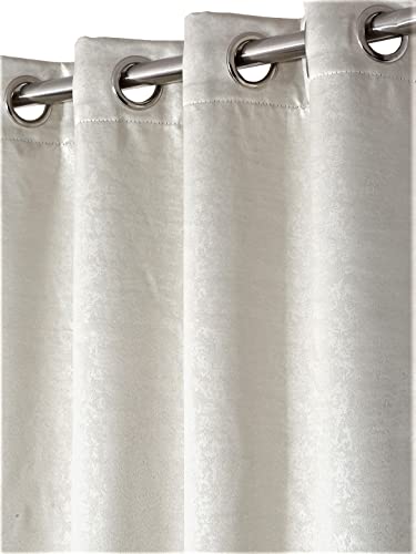 Image of Home Sizzler 2 Pieces Blackout Textured Eyelet Polyester Long Door Curtains - 9 Feet, Cream