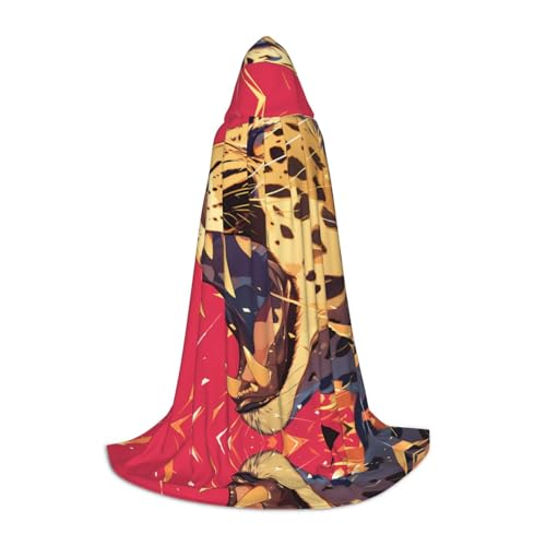 ZQYTGFDC Capa con capucha de leopardo con boca abierta L para adolescentes, capa para disfraces de cosplay de Halloween