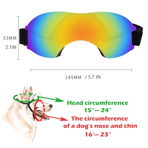 Large Dog Sunglasses, Dog Goggles with Adjustable Strap, UV Protection, Winproof, Snowproof - Thumbnail 3