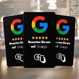 Google Bewertungskarte mit NFC, 3er Set, Schwarz, eingerichtet