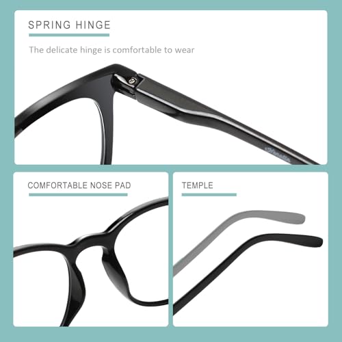 Image of Henotin 3-Pack Blue Light Blocking Reading Glasses,Spring Hinge Computer Readers for Men Women,Anti UV Ray Filter Eyeglasses (Mixed Color-3, 4.00, Diopters)