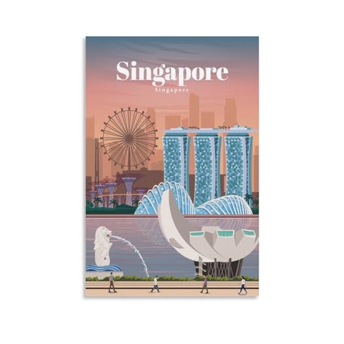 GJrjdb Affiches de voyage vintage Singapour Singapour 20 x 30 cm